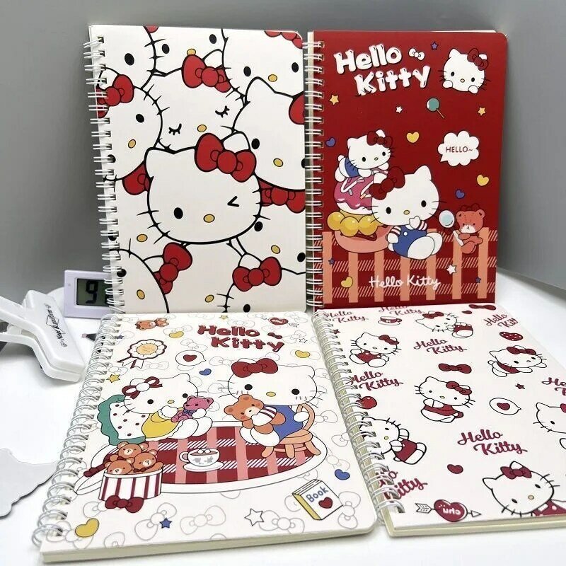 4 buah baru Kawali Sanrio Hello Kitty Pochacco A5 buku gulung Notebook kartun alat tulis manis Ins lucu mainan hadiah ulang tahun untuk anak perempuan