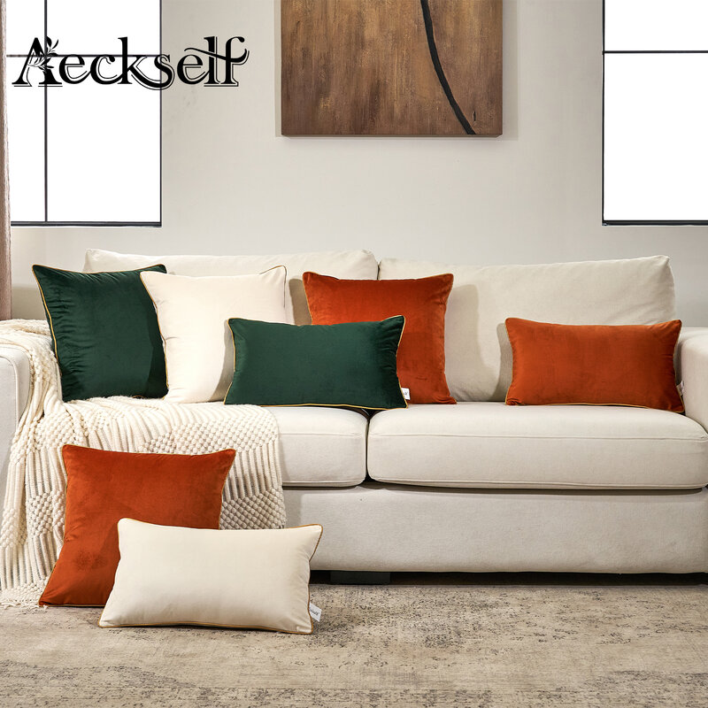 Aeckself, декоративная однотонная Бархатная подушка для дивана, спальни, цвет: белый, серый, черный, синий