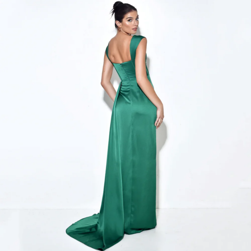 Sexy High Slit Party Dresses Sexy Corset Prom Dresses Satin Formal Occasion Evening Party Gown