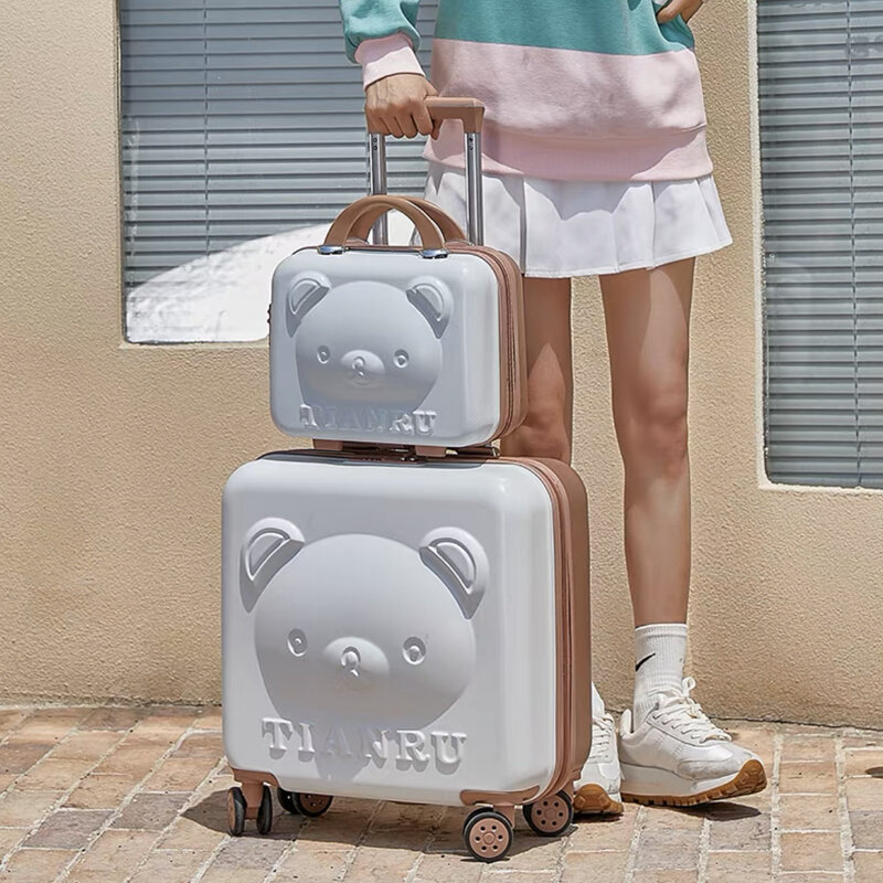 Maleta de viaje con dibujos animados para mujer, juego de equipaje rodante con bolsa de mano de 20 pulgadas, a la moda, novedad de 2023