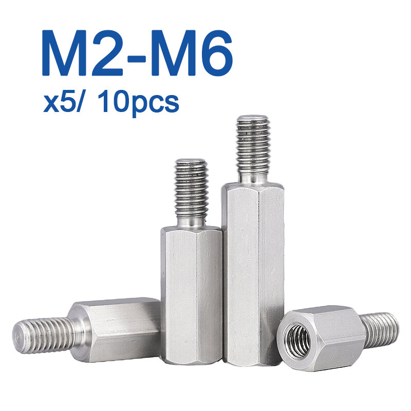 5/ 10pcs M2.5 M3 M4 M5 M6 Stainless Steel Hex Standoff Male to Female  Standoff Spacer Screw