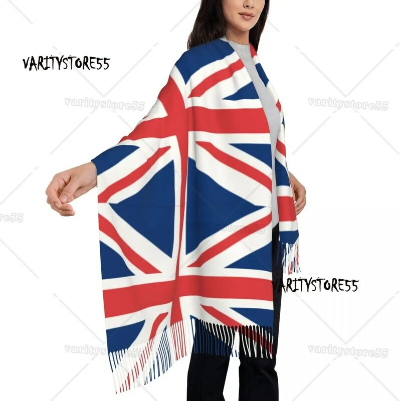 Lenço impresso da bandeira britânica para homens e mulheres, lenços quentes, xale personalizado, envoltório de inverno