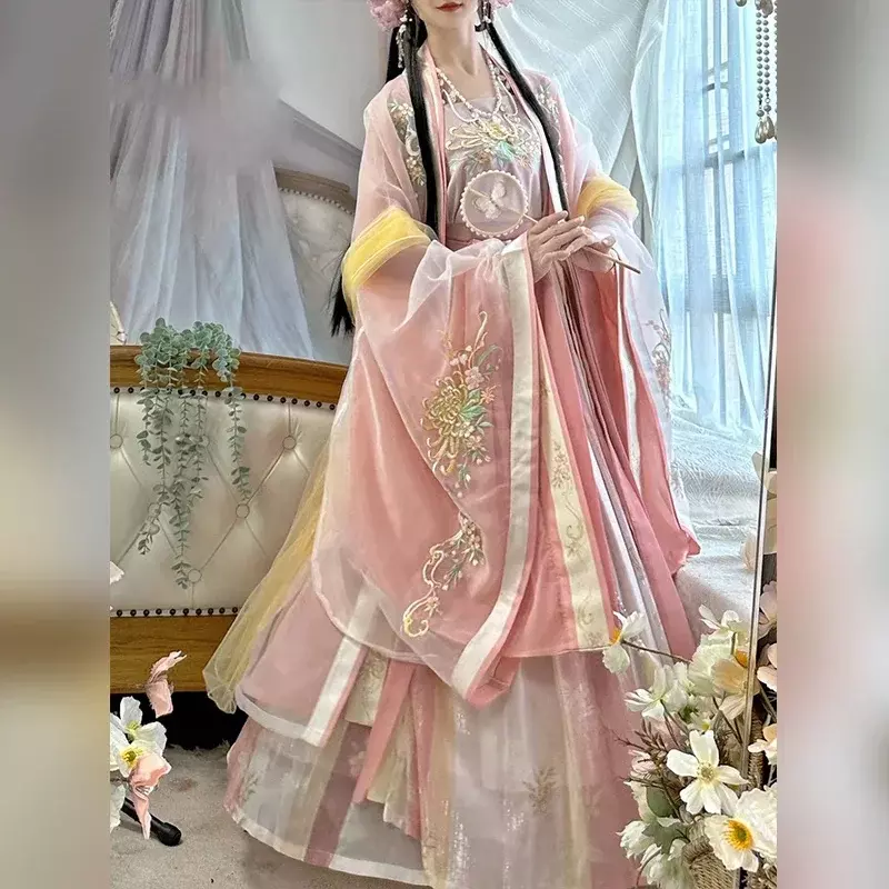 Китайское платье Hanfu, Женский карнавальный костюм для косплея, традиционный танцевальный костюм Hanfu Pink Hanfu