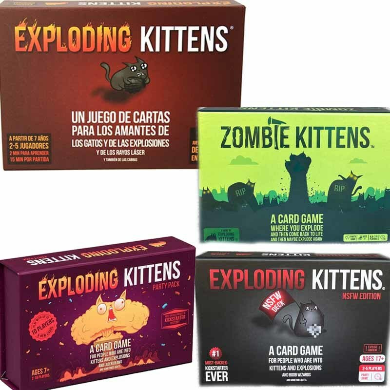 Cartas de tablero de gatitos explotantes rojos/negros, Gato ladrido de dibujos animados, recetas para Deshechos, tarjeta de gatitos zombies para regalo de juego de fiesta familiar