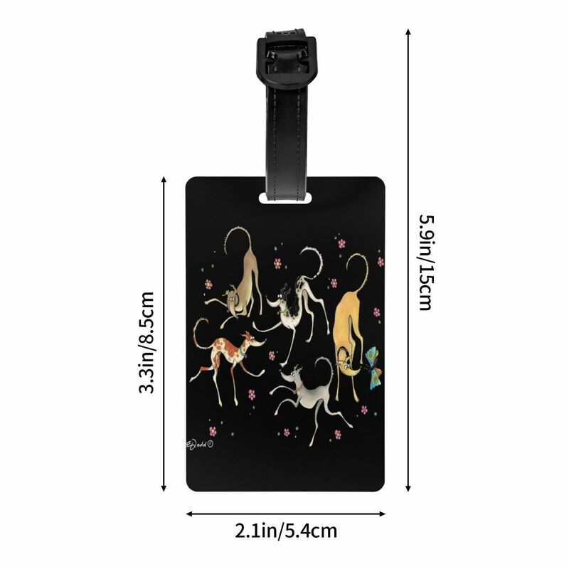 Custom Garden Party Cute Greyhounds Lurcher Luggage Tag  Whippet Sighthound Dog Baggage Tags Travel Bag Labels Suitcase