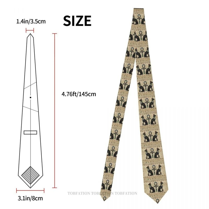 Ancient Egypt Egyptian Cats And Ankh Cross Men Ties 3D Printed Hip-Hop Street Business Wedding Party Shirt Accessories