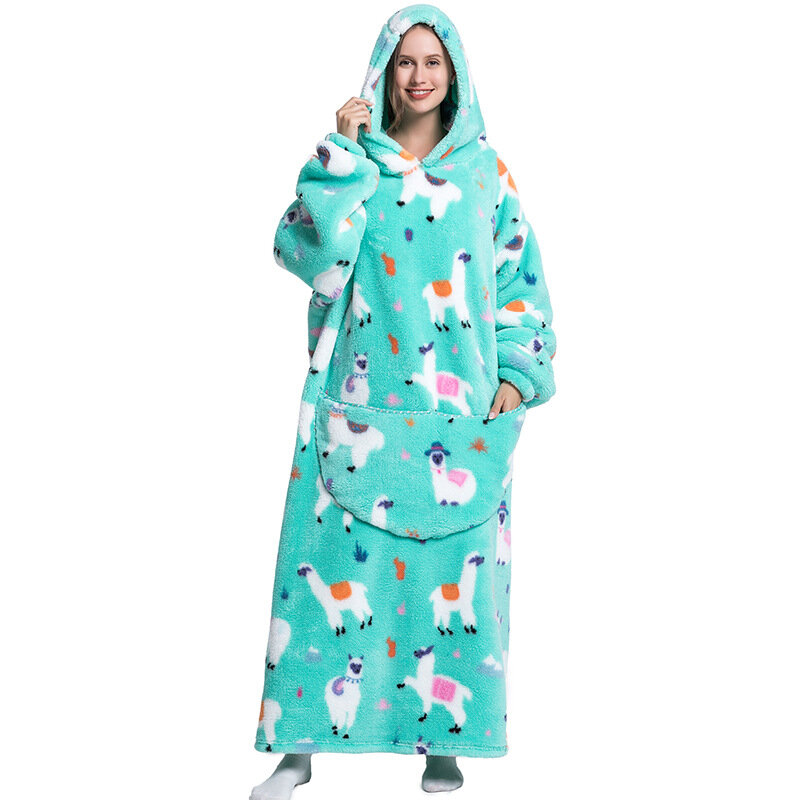 Супердлинное одеяло с капюшоном, фланелевое одеяло с рукавами, зимнее одеяло, огромное одеяло