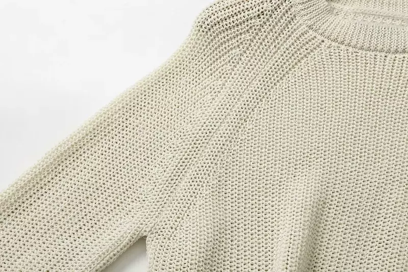 Suéter feminino solto casual de malha, retrô com gola em O, pulôver feminino de manga comprida, blusa chique, nova moda, outono, 2023