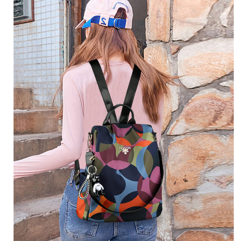 Mochila de pano estilo Oxford anti-roubo para mulheres, mochilas escolares duráveis, mochilas bonitas de viagem, moda