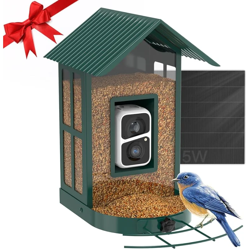 Slive®Câmera Alimentadora De Pássaro De Metal, Inteligente AI Identifica Espécies De Pássaros, Cam De Observação De Pássaros Selvagens, Visualização Ao Vivo, BF08