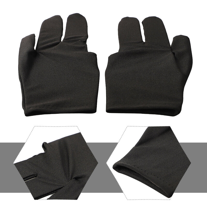 ถุงมือบิลเลียดสนุ๊กเกอร์สามนิ้วซ้ายขวาสระว่ายน้ำสนุ๊กเกอร์สแปนเด็กซ์สามนิ้ว25ซม. ถุงมือสีดำใหม่