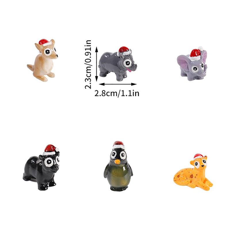 Miniatura Cute Animal Figurines para Decoração de Casa, Resina Ornamentos, Micro Paisagem, Mesa, DIY Acessórios, Presente de Natal