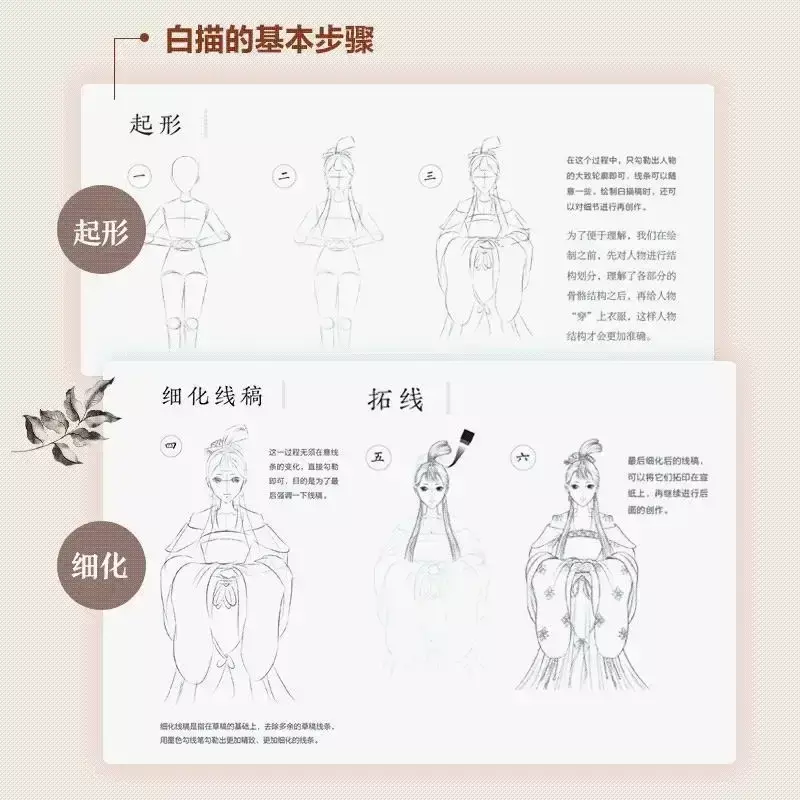 Livre de dessin au trait de personnages de dessins animés de style prairie chinoise, ligne esthétique de base zéro, nettoyage de tubes, vebros