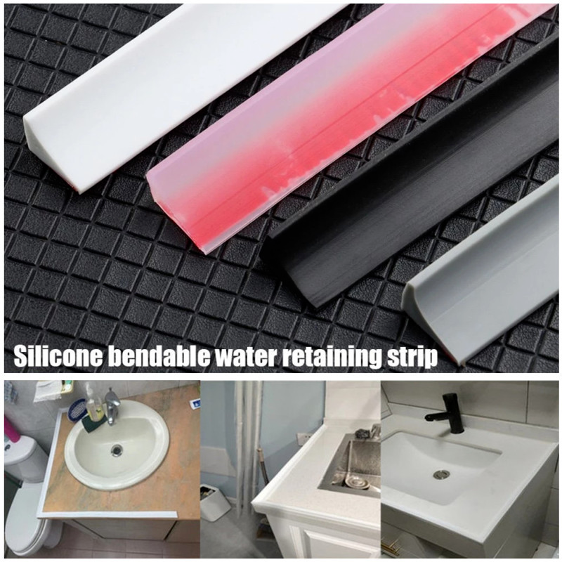 Flexible kitchen Countertop water retaining strip bathroom water stopper blocker shower door dam flood barrier rubber seal tape
