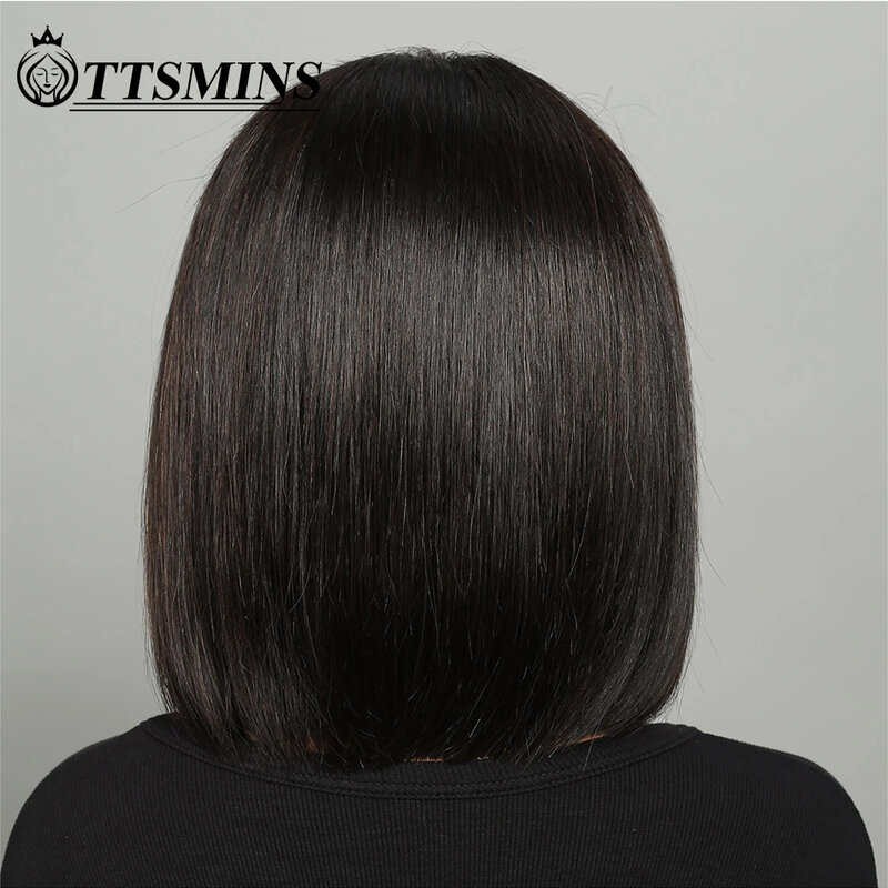 Full 13x4 Short Black Bob Wigs 180% Human Hair Straight Transparent Lace Frontal Wig Pre Plucked With Baby Hair Natural Color