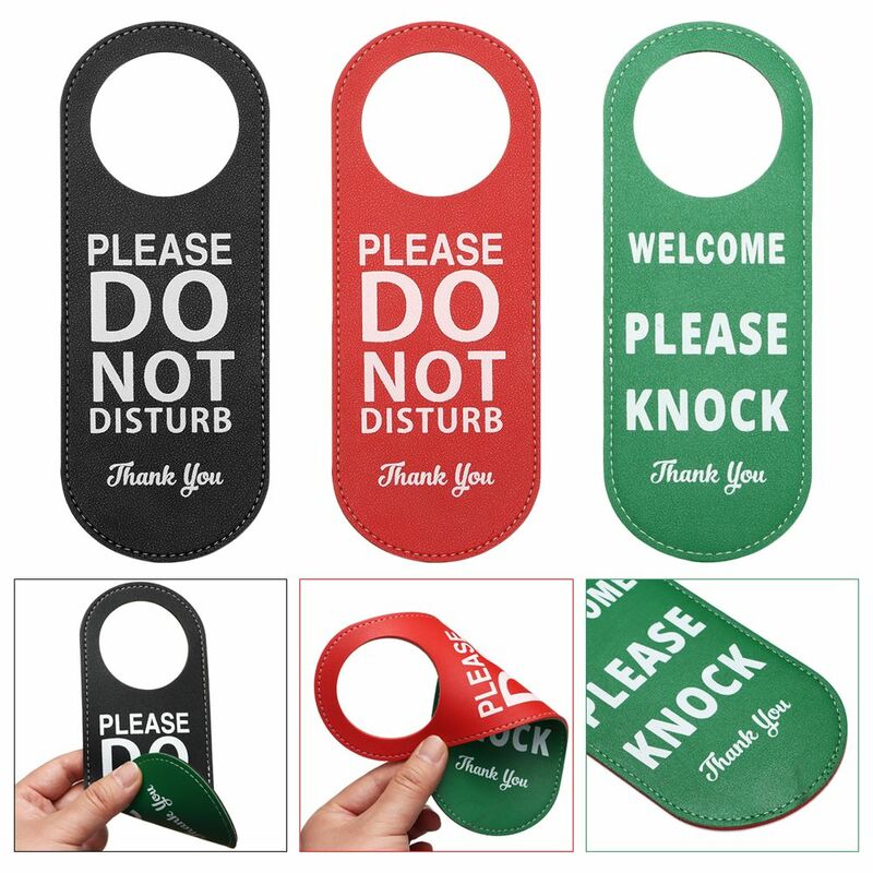 Hotel Bulletin Board PU Leather Door Knobs Hanger Pendant Do Not Disturb Signs Door Hanger Tags Cleaning Label