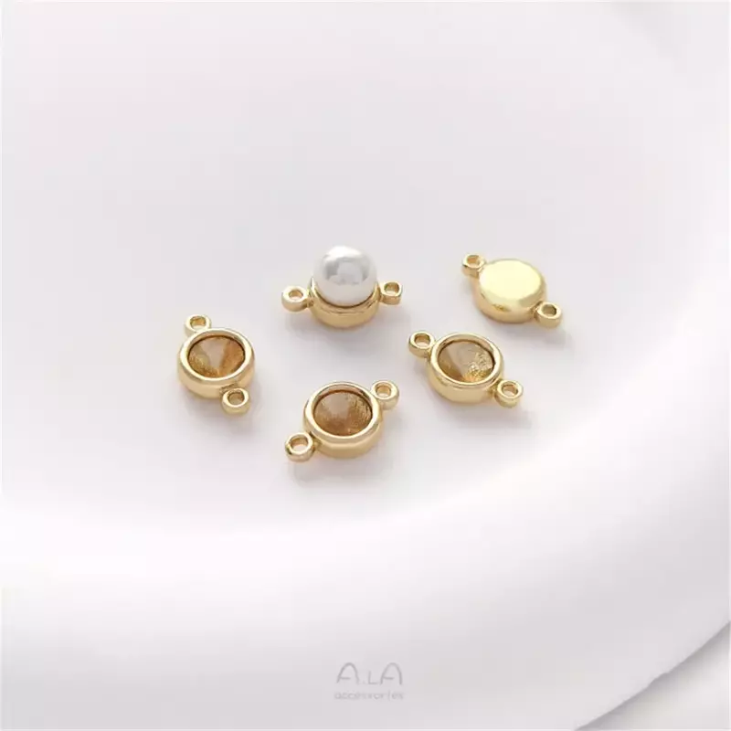 14K Gold-plated Double Ear Pearl Holder DIY Accessories Double Hanging Connectors Handmade DIY Adhesive Pearl Headpiece Material