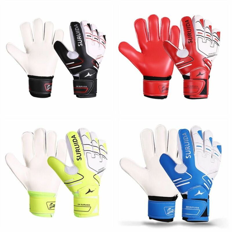 1 Pair Anti Slip Goalkeeper Gloves Thickened Size 5-10 Kids Football Goalie Gloves Wear Resistant Protective Fingers