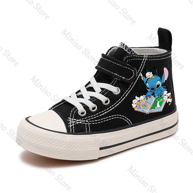 Zapatos de lona con estampado de Lilo Stitch para niños y niñas, zapatillas de tenis deportivas para las cuatro estaciones, zapatos de dibujos animados informales de Disney, alta calidad