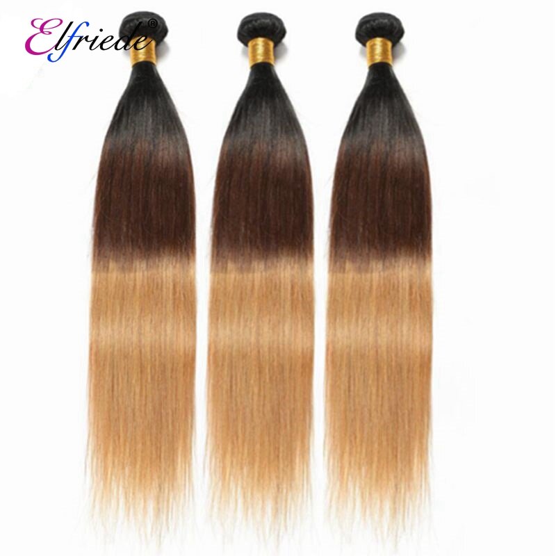 Elfriede #1B/4/27 bundel rambut manusia berwarna Ombre lurus 100% ekstensi rambut manusia 3/4 penawaran bundel rambut manusia dijahit kain