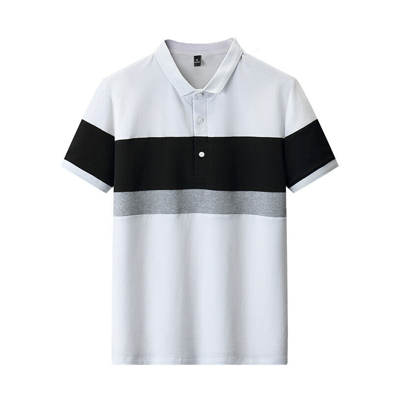 Fashion Lapel Button Spliced Business Polo Shirts Men's Clothing 2024 Summer New Oversized Casual Pullovers All-match Tee Shirt
