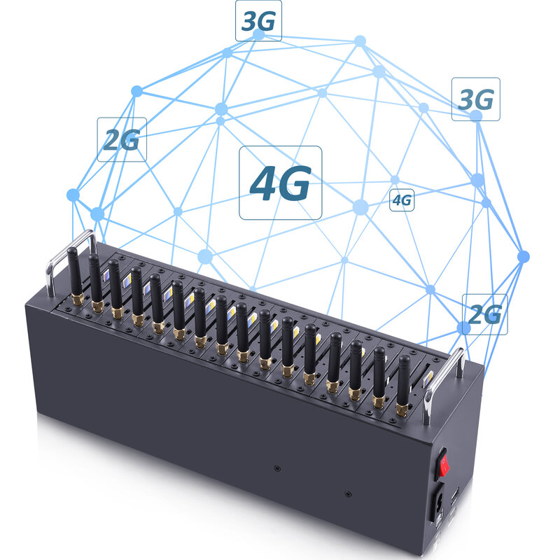 Módem gsm a granel, 2G, 3G, 4G, 16 puertos, Comando at, grupo de módem gsm
