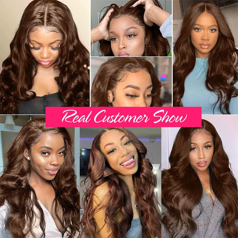 30 Inch Chocolate Brown 13x4 Lace Front Wig Brazilian Pre Plucked 13x6 Hd Lace Frontal Wigs Dark Brown Body Wave Human Hair Wigs