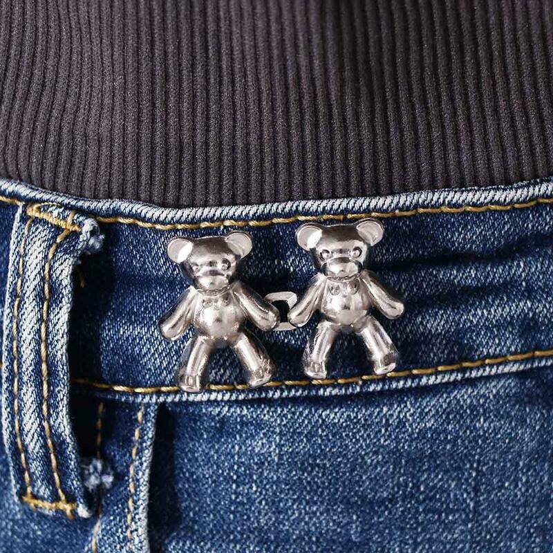 Damska metalowa spódnica spodnie jeansy z odciąganą talią bez szwu niedźwiadek akcesoria do talii zapinane na talię ze sprzączką zaciśnięcie klipsa