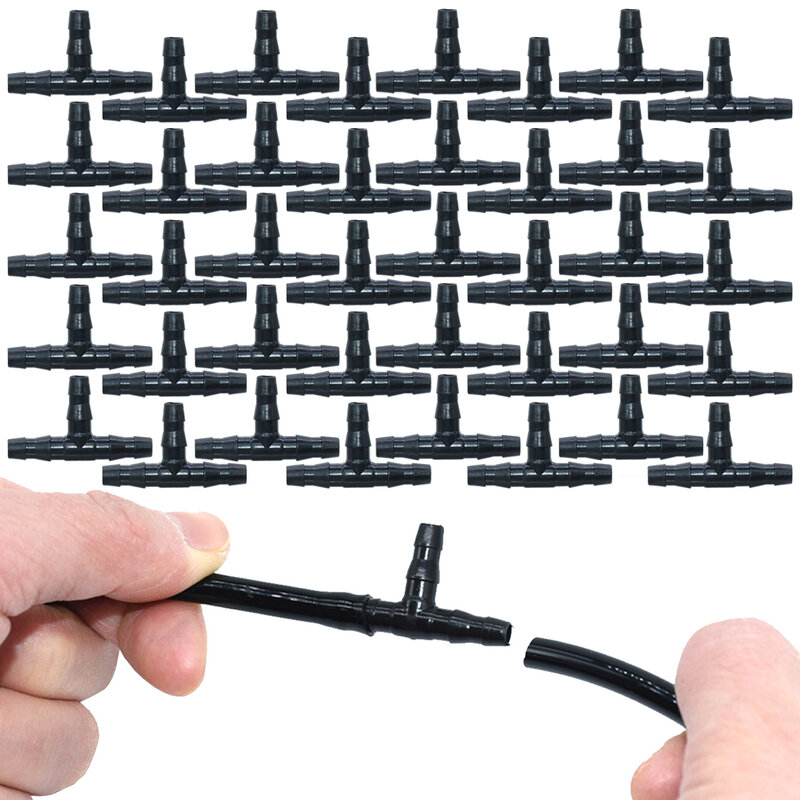 SPRYCLE 20-100PCS 1/4 Inch Connector Joint Tee Drip Irrigation Dripper Watering Garden Tools for 4mm/7mm Pipe Hose Greenhouse