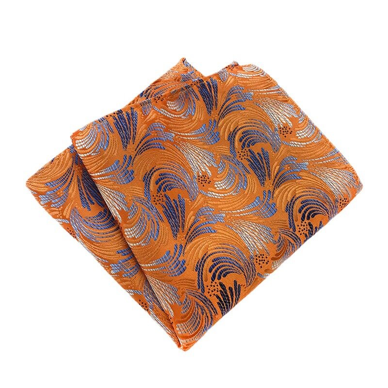 High Quality New Paisley Striped Leaf Floral 25*25CM Pocket Square Polyester Handkerchief for Man Casual Wedding Accessories