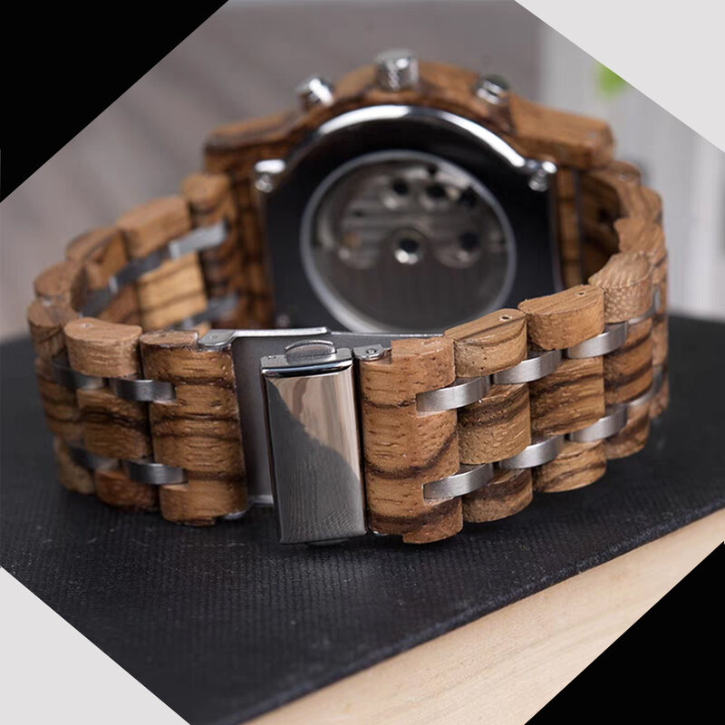 Couple Wooden Mechanical Watch Valentine's Day Calendar Date Men's and Women's Watches Casual Couple Wedding Romantic Watches