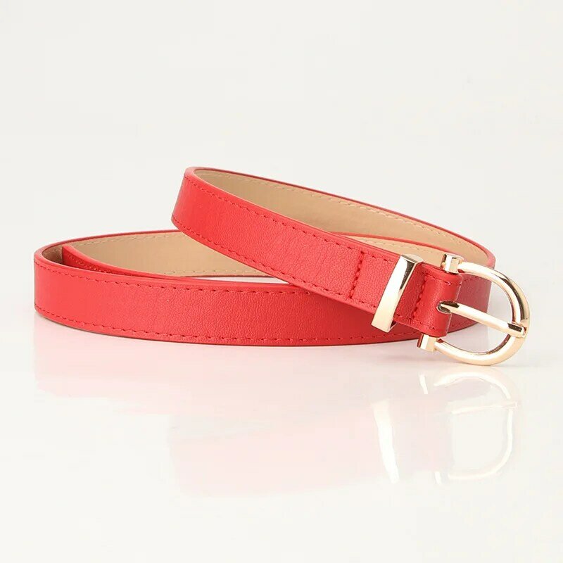 Cintura da donna semplice da 2cm con fibbia ad ardiglione in lega color rosa cintura Jeans All-match moda per donna