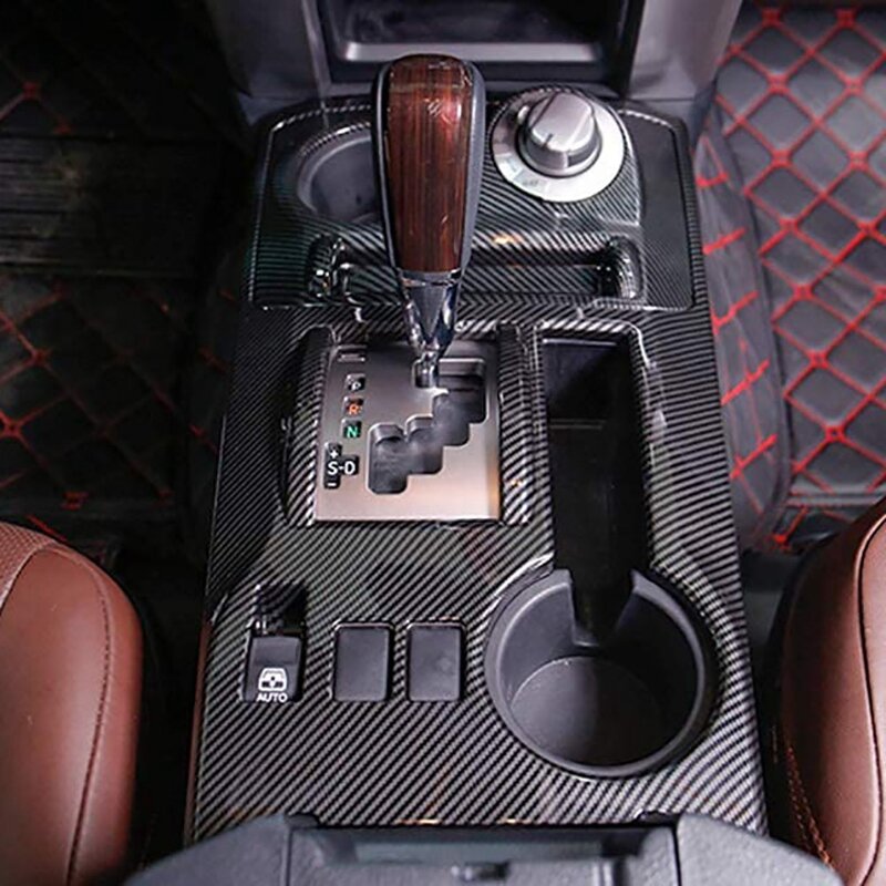 for Toyota 4Runner 2010-2021 Car Carbon Fiber Style Gear Shift Panel Cup Holder Frame Decoration Cover Trim
