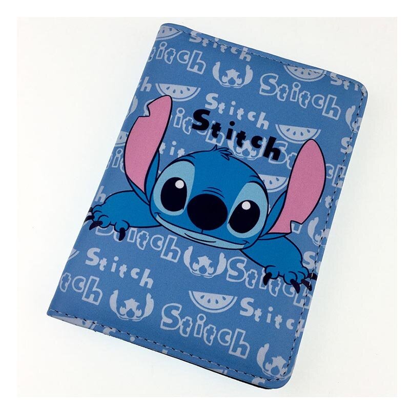 Lilo Stitch-Funda de cuero PU para pasaporte para hombre y mujer, accesorio de viaje de 80G, funda gruesa para tarjetas de identificación