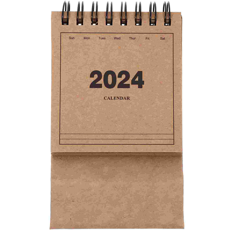 Petit calendrier de bureau debout, ornements de bureau complets en anglais, 2023-2024