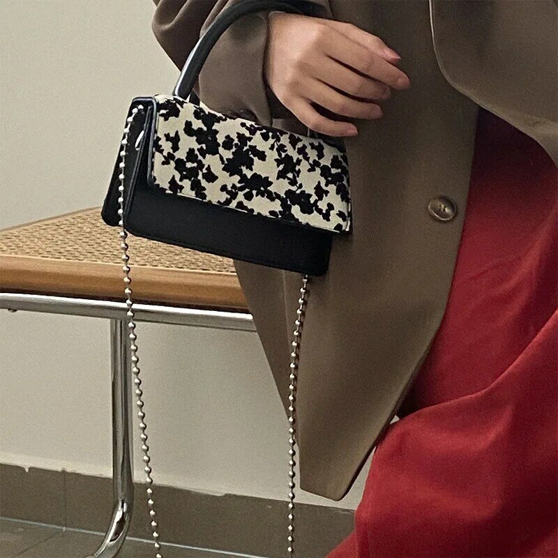 Bolso de hombro con cadena para mujer, bolso de cuero con estampado Floral, bolso cruzado informal, marca de diseñador de lujo