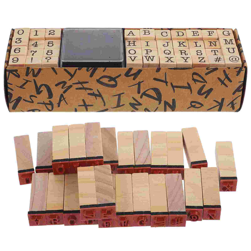 Set di timbri in legno da 40 pezzi timbro alfabeto inglese piccoli francobolli per diario timbri in legno