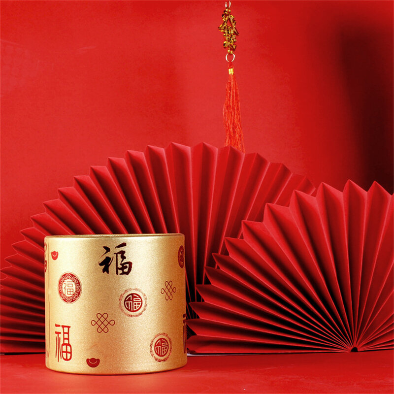 1PC Chinese New Year Wedding Ornament Fu Fortune Bouquet Flowers Box Packaging Blessing Bucket Vase New Year Decor Barrel