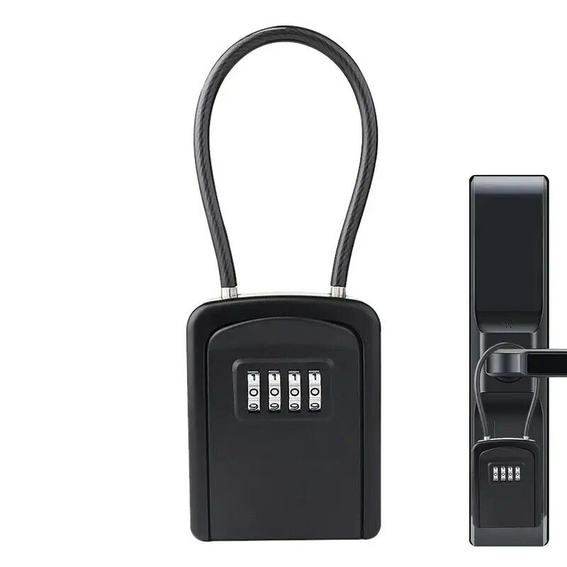 Lock Box for Keys with Code, Zinc Alloy, Hangable Lock Box, Spare Key Organizer, Security Resettable Code, 4 Digit