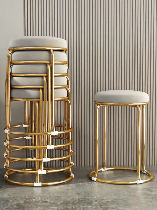 2  Light luxury stool home can be stacked round stool living room small stool modern simple table chair makeup bench wholesale