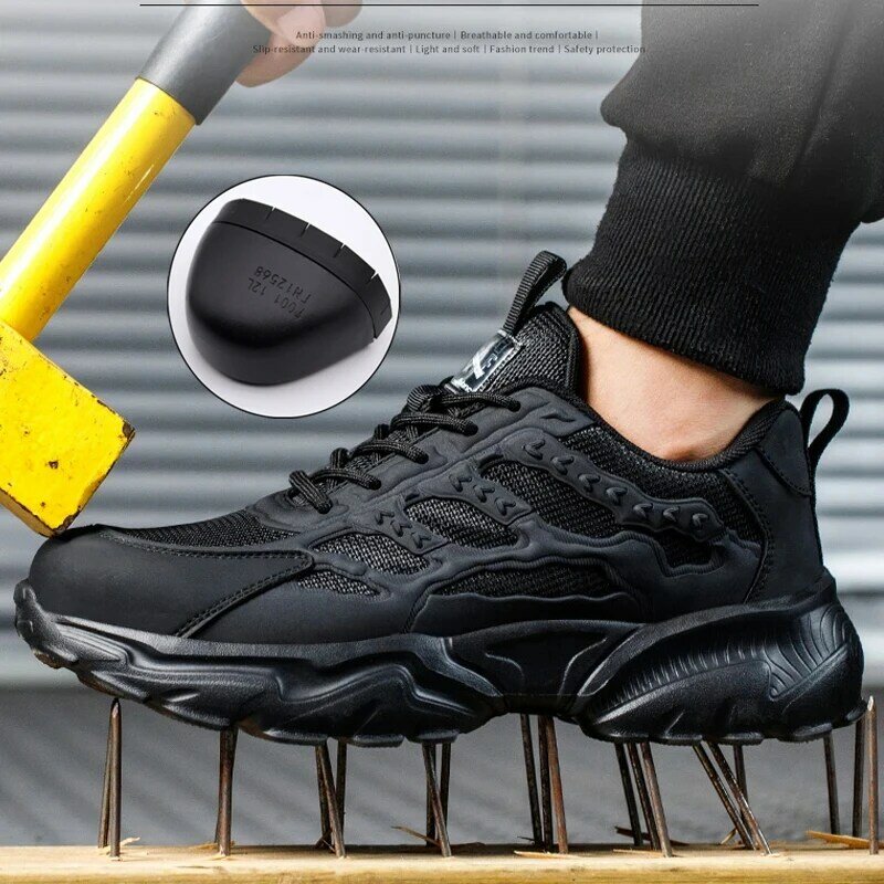 White Safety Shoes Men Steel Toe Boots Work Sneakers Anti-smash Anti-puncture Indestructible Shoes Sport Men Protective Shoes