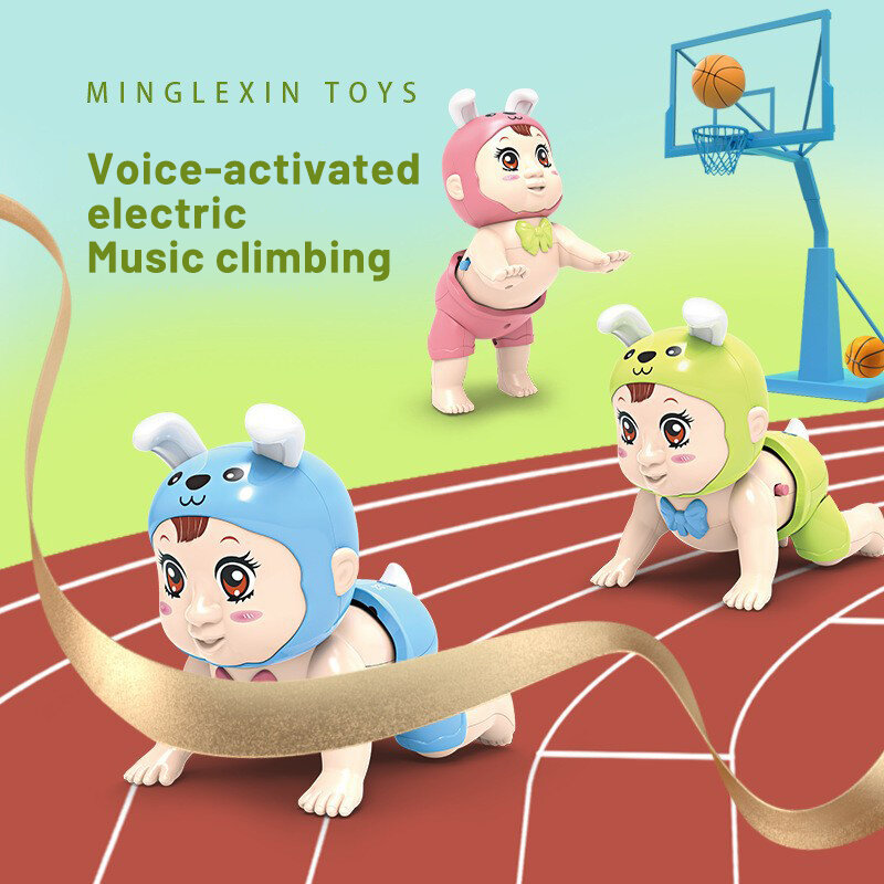 Mini Baby Crawl Speelgoed Leuke Waggel Puzzel Elektrische Muziek Gids Crawl Meisje Jongen Leren Klimmen Vroege Onderwijs Vocal Speelgoed 0-12 Maanden