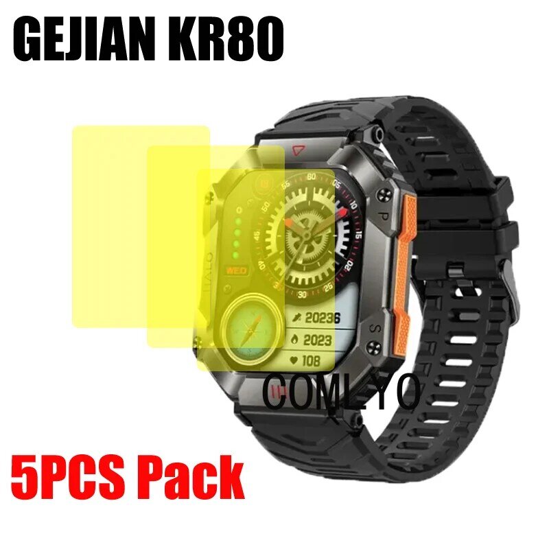 5 szt. Folii do GEJIAN KR80 ekran Smart watcha obudowa ochronna filmów HD TPU