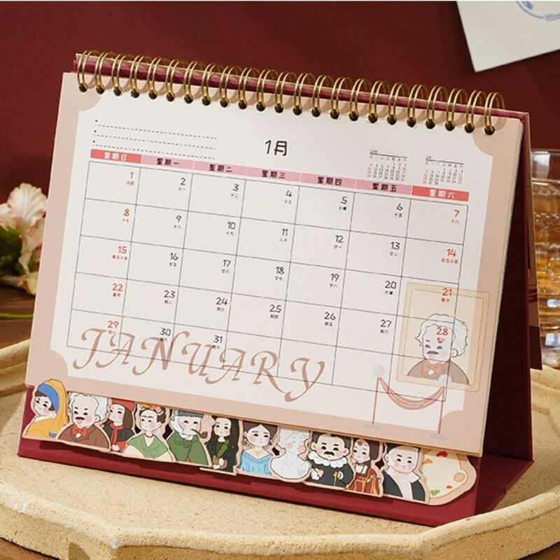 Kalender kartun naga Hall of Fame Tripod tebal stabil 2024 tahun kalender meja kartun lucu kalender meja