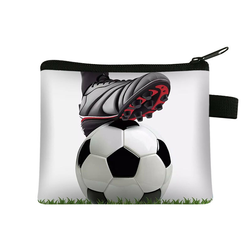 New Football Children's Wallet Student Portable Card Bag Coin Key Storage Bag Polyester Hand Bag Coin Purse Mini Bag Pochette