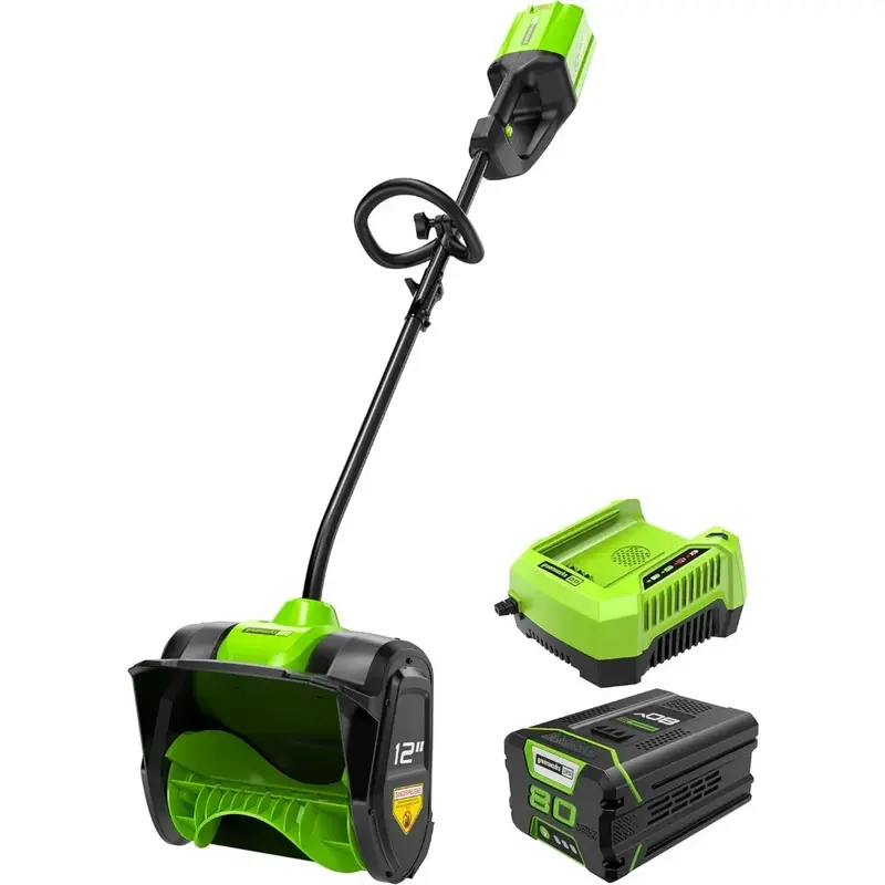 Greenworks-Pá para neve sem escova sem fio, Bateria e carregador incluídos, 80V, 12 ", 75 Ferramentas compatíveis Plus, 2.0Ah