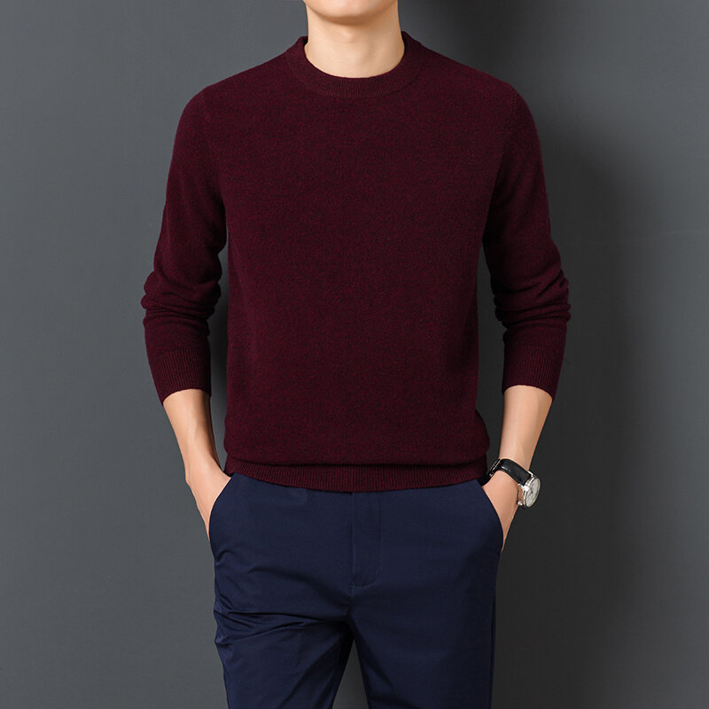 남성용 캐주얼 스웨터, 따뜻하고 편안한 긴 소매 풀오버 스웨터, 라운드 넥 남성 의류
