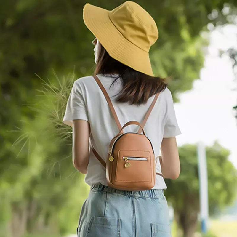 Fashion PU Leather Mini Backpacks For Women 2024 Luxury Designer Girls Crossbody Bag Small Daypack Ladies Shoulder Handbags