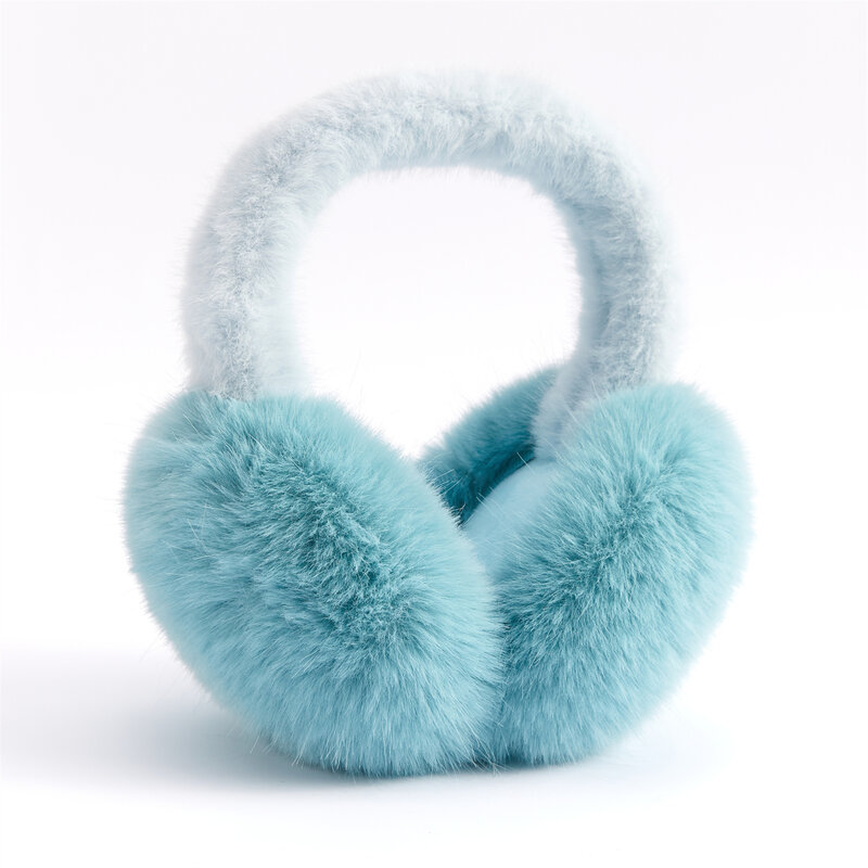 Anjj penutup telinga bulu kelinci imitasi 10 warna penutup telinga mewah modis indah uniseks pakaian hangat musim dingin bepergian menggunakan