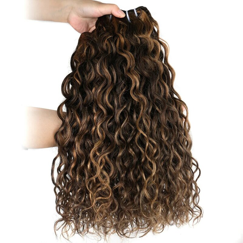 Real Beauty Ombre Peruvian Water Wave P27/613 Two Tone Remy  Human Hair Extensions Weave Bundles Auburn 1/3/4 PC  12"-24"